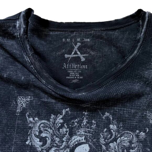 Affliction Blue/Gray Long-Sleeve Top | Size XXL - Picture 3 of 4